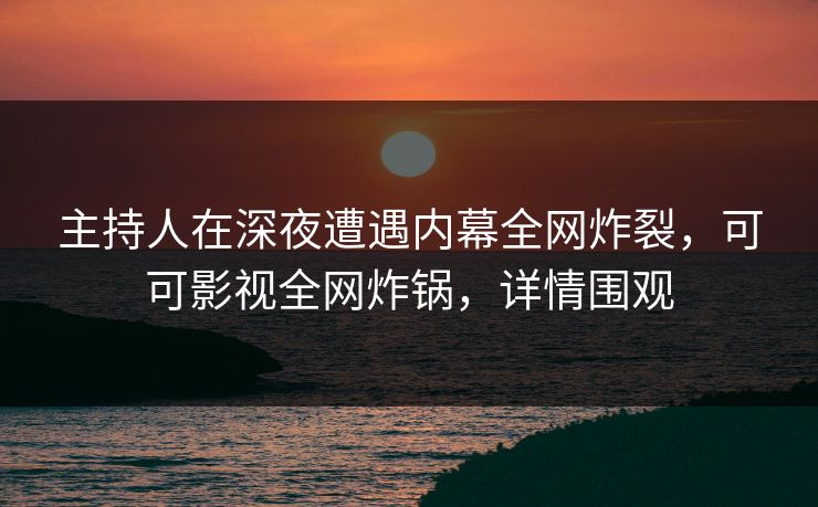 主持人在深夜遭遇内幕全网炸裂，可可影视全网炸锅，详情围观
