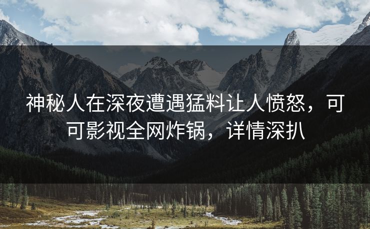 神秘人在深夜遭遇猛料让人愤怒,可可影视全网炸锅,详情深扒