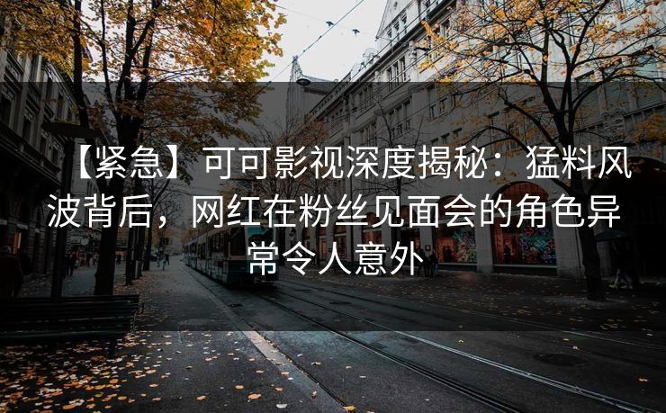 【紧急】可可影视深度揭秘：猛料风波背后，网红在粉丝见面会的角色异常令人意外