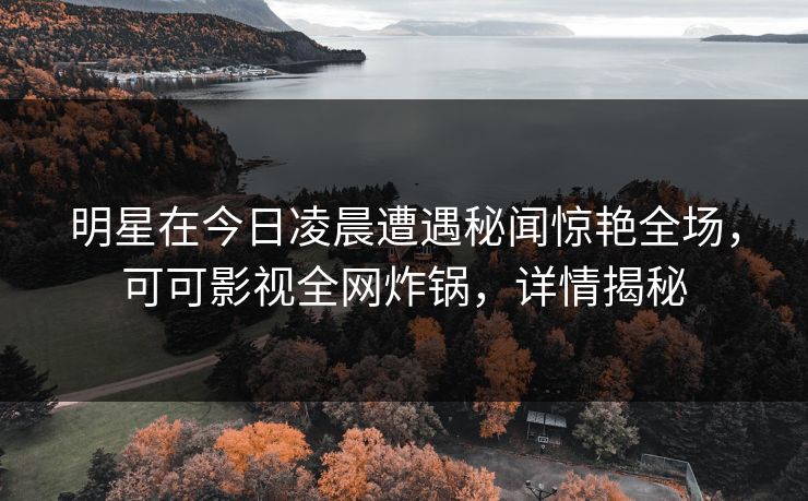 明星在今日凌晨遭遇秘闻惊艳全场，可可影视全网炸锅，详情揭秘